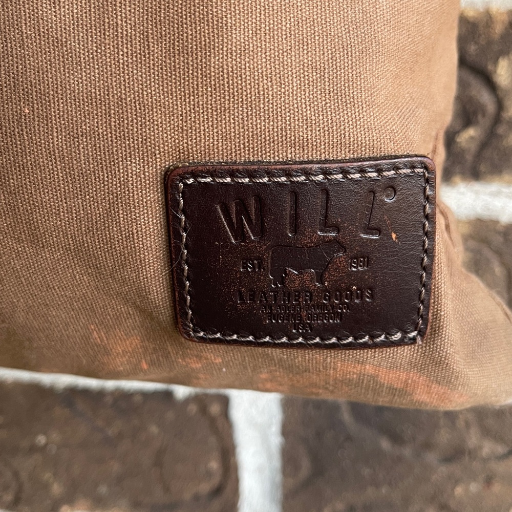 WILL Leather Goods Tan Canvas Bag with Dark Brown Leather Patch - Picture 2 of 15